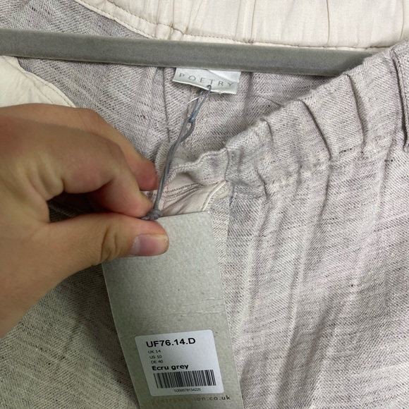 Poetry NWT Barrel Balloon Trousers Linen & Summer Wool Sz 10 Ecru Gray - Picture 4 of 10